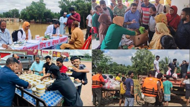 ৫০ জন বাবুর্চি দিয়ে রান্না করা খাবার ২৭টি আশ্রয়কেন্দ্রে বন্যার্তদের মাঝে বিতরণ